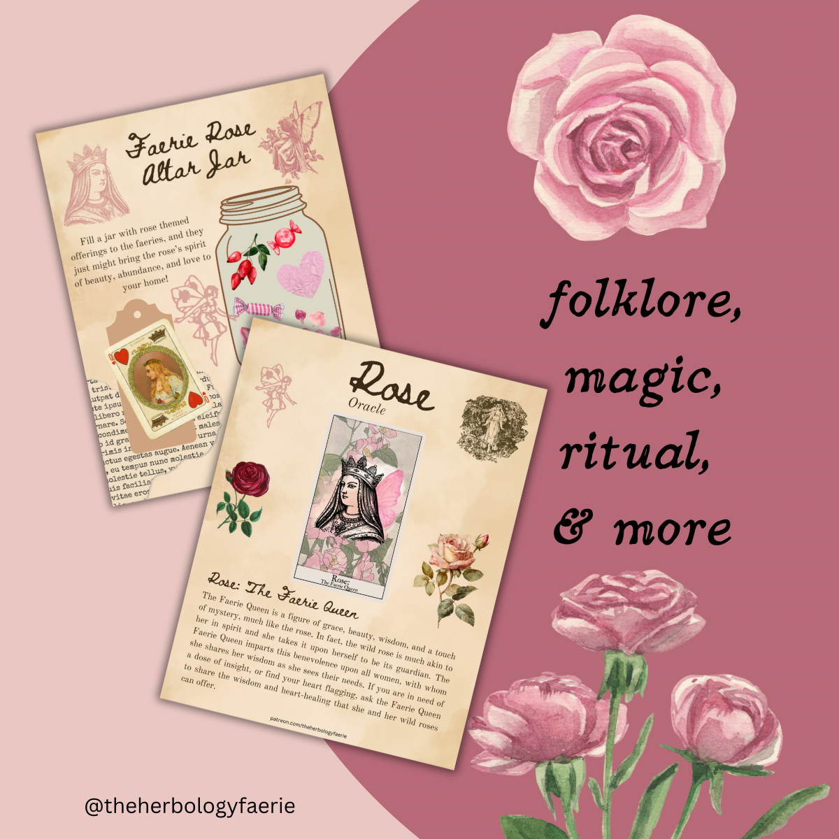 Rose Grimoire Pages by The Herbology Faerie