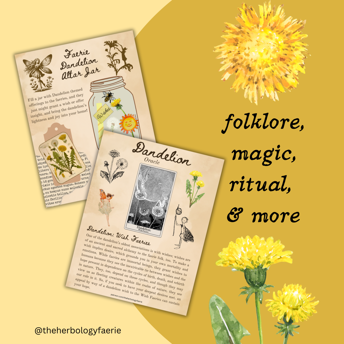 Dandelion Grimoire Pages by The Herbology Faerie