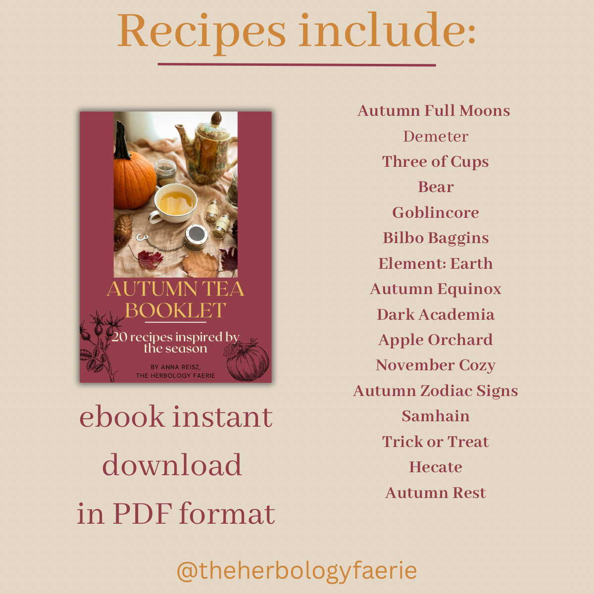 Autumn Tea Recipe Booklet by The Herbology Faerie