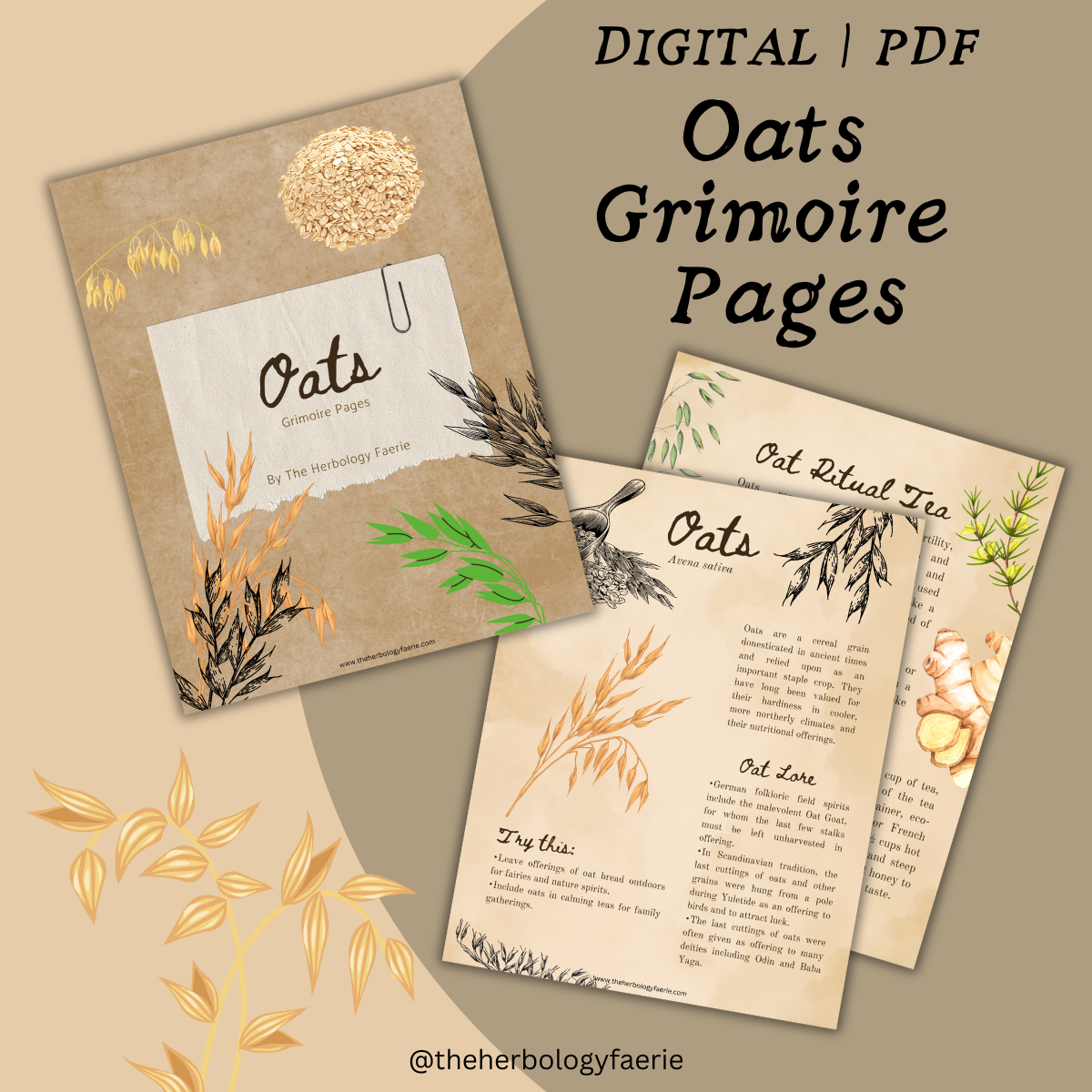 Oats Grimoire Pages by The Herbology Faerie