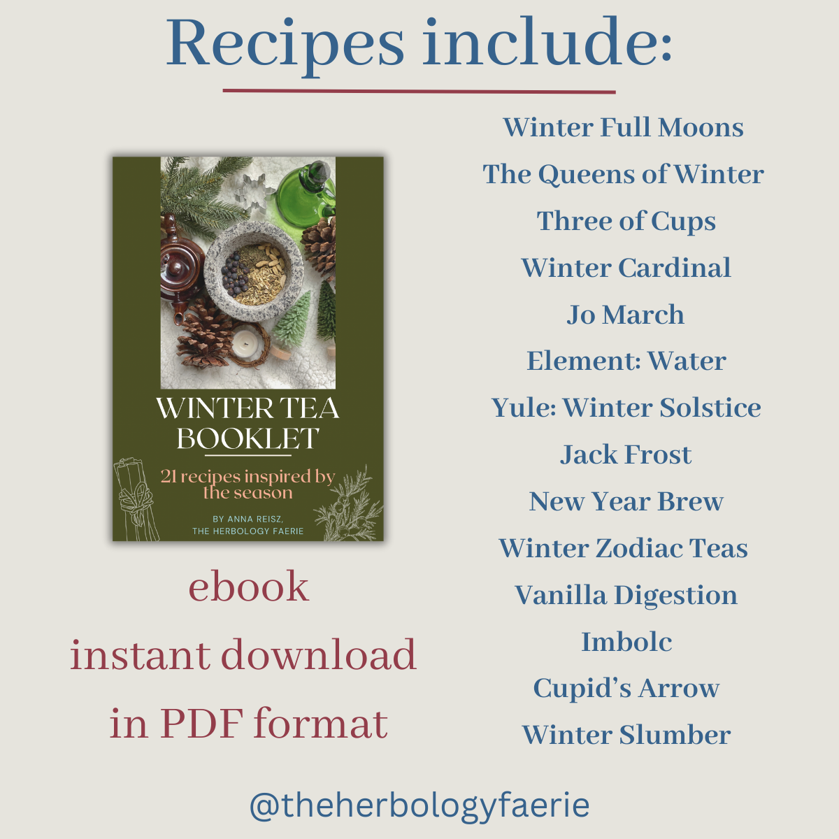 Winter Tea Recipe Booklet by The Herbology Faerie