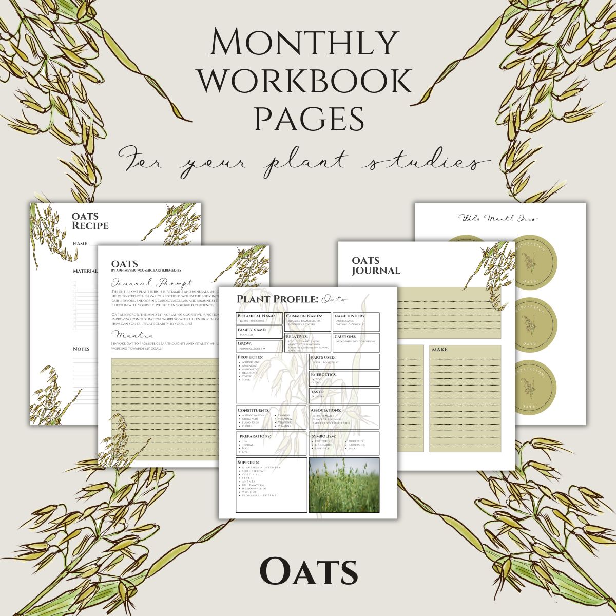 Oats Workbook Printables