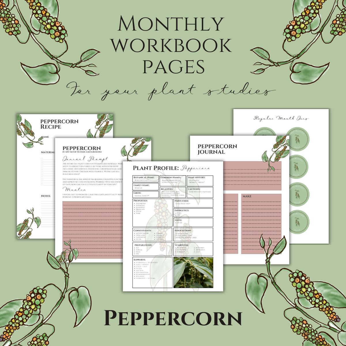 Peppercorn Workbook Printables