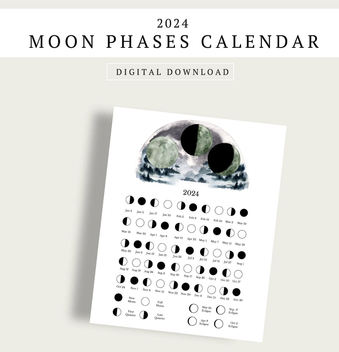 2024 Moon Phase Calendar from A Farm to Keep