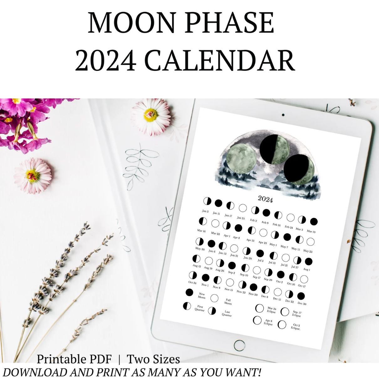 2024 Moon Phase Calendar from A Farm to Keep