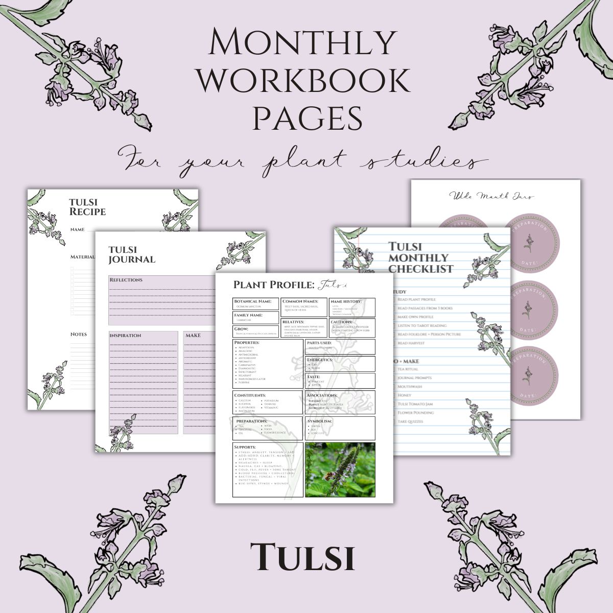 Tulsi Workbook Printables