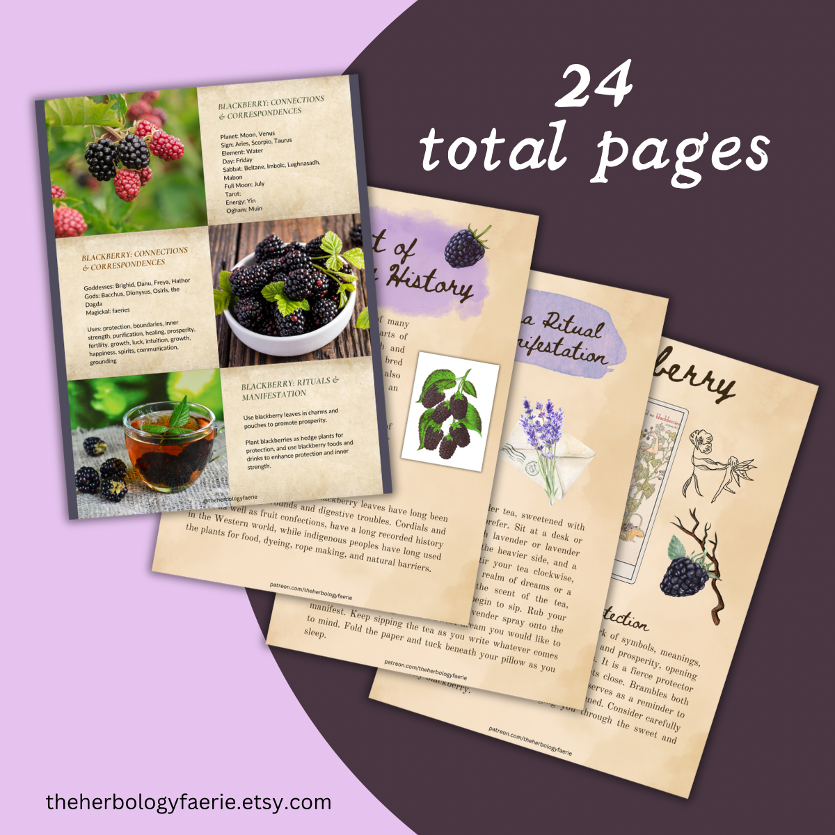 Blackberry Grimoire Pages by The Herbology Faerie