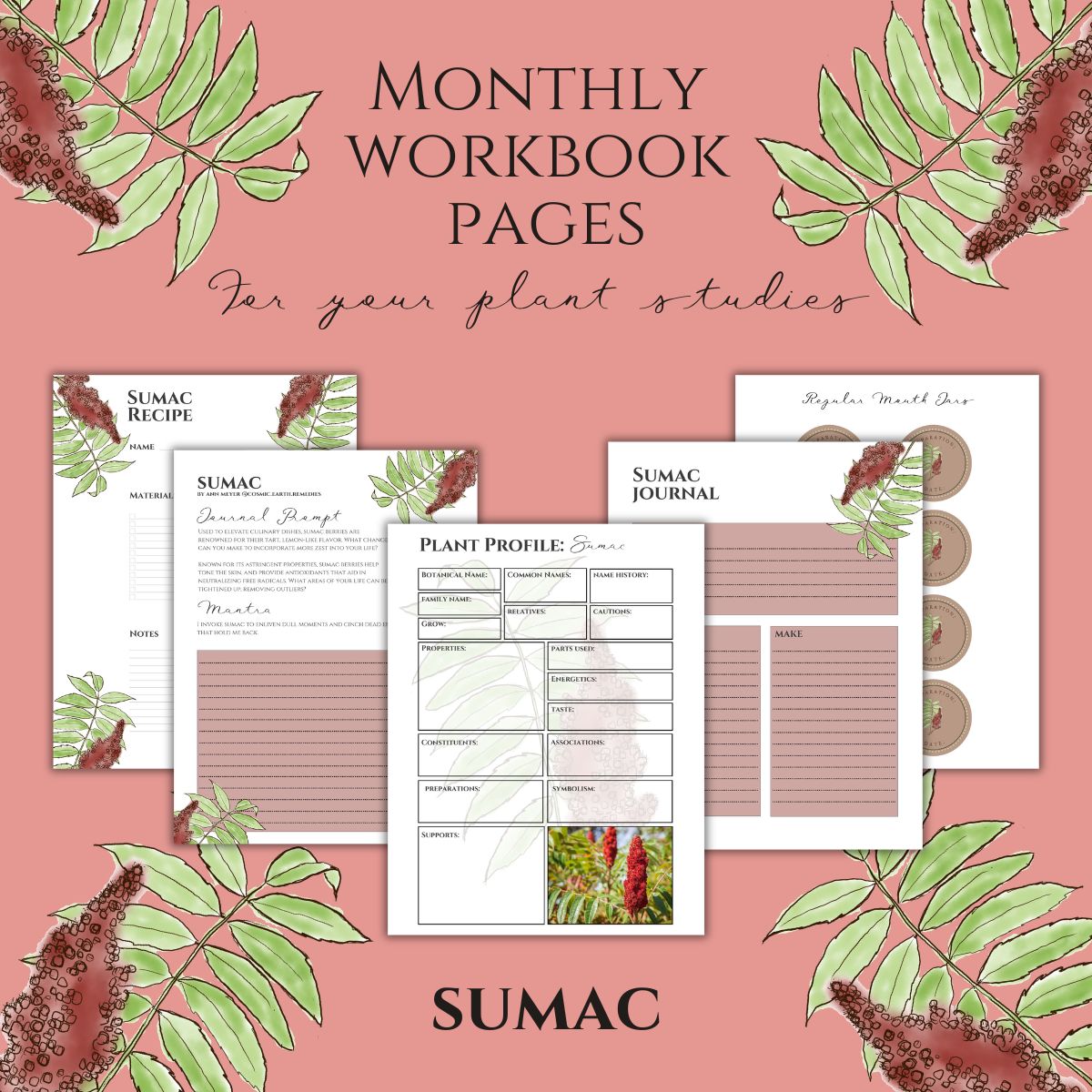 Sumac Workbook Printables